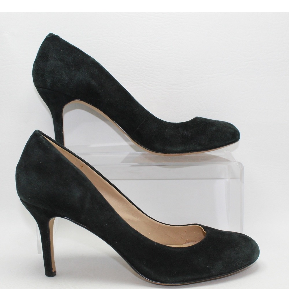 Vince Camuto Black Suede Almond Toe Stiletto Pumps Womens 7.5 M 37.5 Heels‎